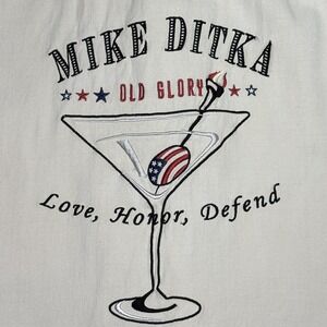 Mike Ditka Shirt Mens Large Cream Silk Old Glory Martini Graphic Button Camp
